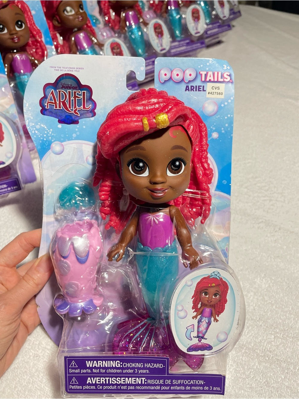 8 Disney Ariel Pop Tails Doll - Pink Hair, Teal Tail, Purple Outfit